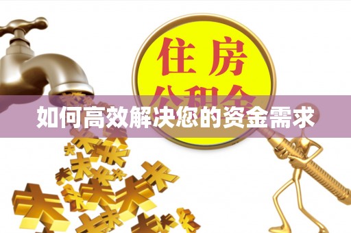 共青城如何高效解决您的资金需求
